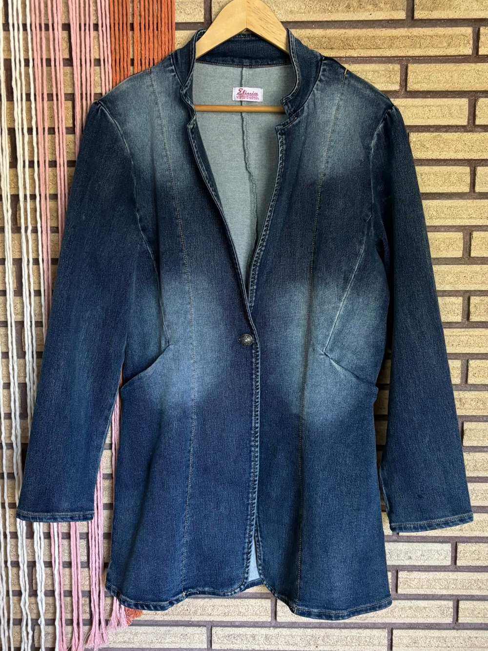 Jean Blazer - Elissia Italy - Med - Size 8 - 10 - Stonewashed Denim Coat